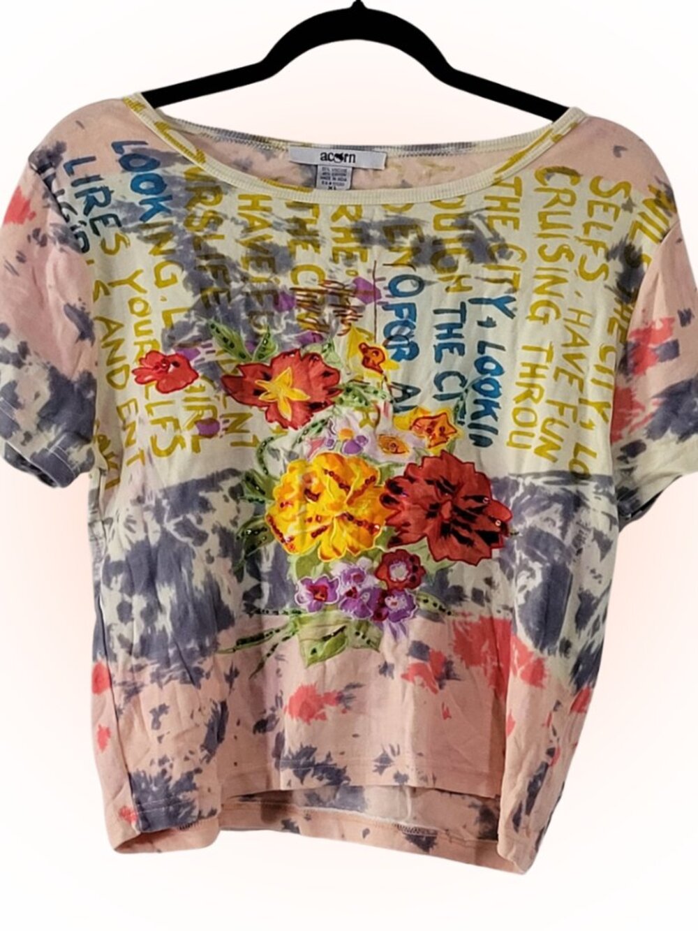 Y2K ACORN MCBLING WRITING WOMEN'S CROP TOP EUC XL